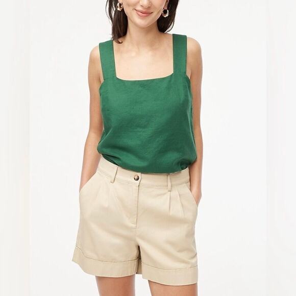 J. Crew Linen Cotton Square Neck Sleeveless Tank Top - Picture 1 of 10
